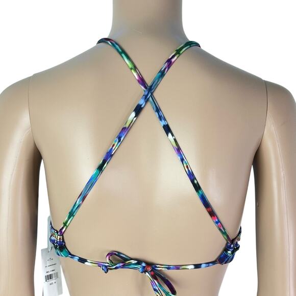 New PilyQ Nile Hudson Tye Dye High-Neck Cross Over Strap Bikini Top - Picture 4 of 7